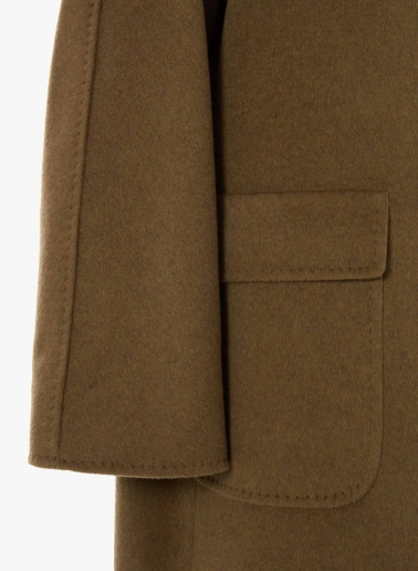 Parka color tabacco con cappuccio in pura lana e tasche applicate