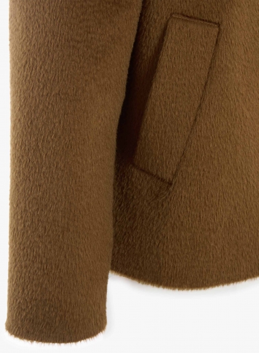 Tobacco colour wool and alpaca short coat with notch collar
