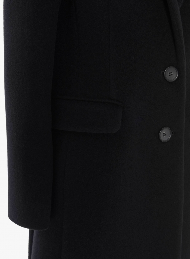 Maxi black wool coat with masculine cut