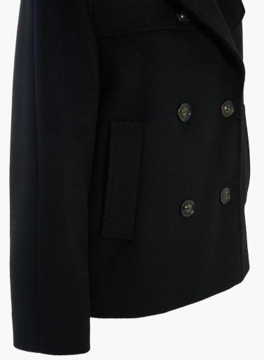 Kurzmantel mit Hemdkragen und einseitigem Koller  im Trench-Stil in Schwarz