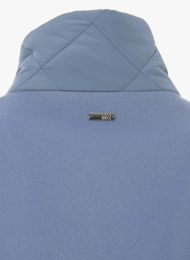 Light blue wool and cashmere cape with quilted inserts