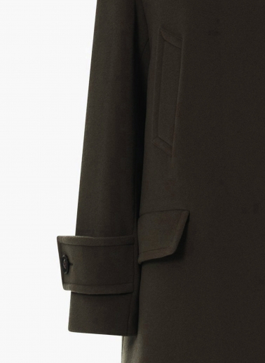 Parka marrone con cappuccio in lana e cashmere e doppie tasche