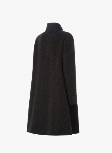 Cappotto marrone svasato con fantasia animalier