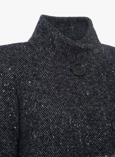 Ausgestellter Mantel mit Lurex-Mikromuster in Schwarz