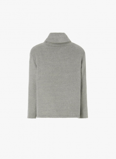 Grey alpaca and wool short coat with lurex details