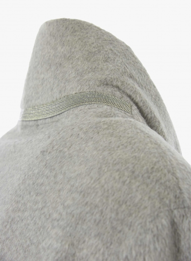 Grey alpaca and wool short coat with lurex details