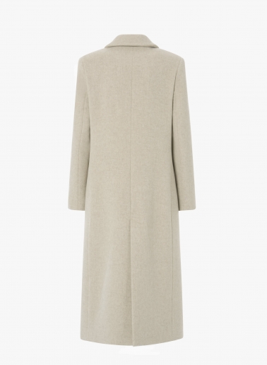 Maxi beige wool coat with masculine cut