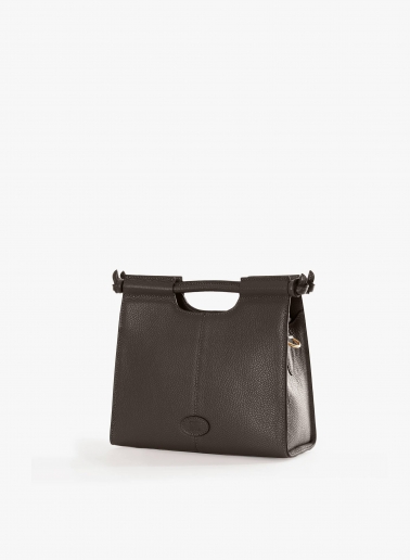 Borsa a mano marrone in pelle con tracolla