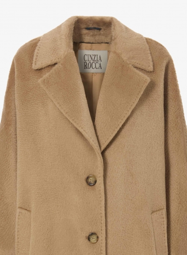 Maxi Mantel aus Alpaka und Wolle in Camel