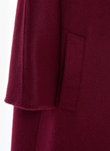 Maxi burgundy coat in alpaca and wool