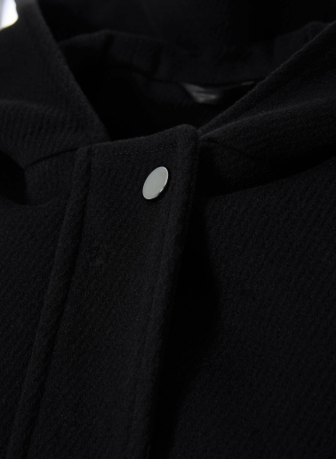 Parka mit Tunnelzug aus reiner Wolle in Schwarz