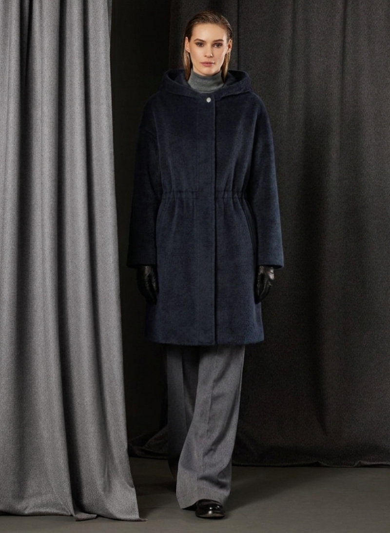 Blue alpaca and wool parka