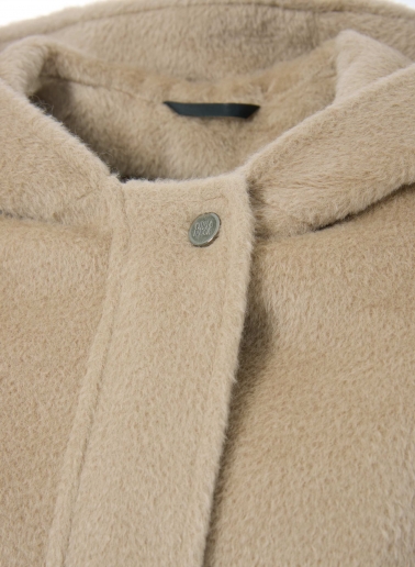 Beige alpaca and wool parka