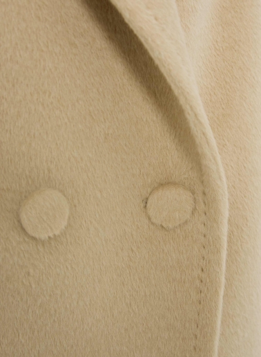 Camel double breasted coat in alpaca and wool