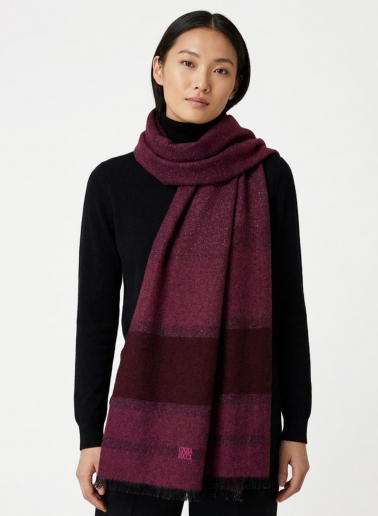 Maxi sciarpa in cashmere bordeaux con dettaglio lurex