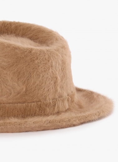 Camel wool fedora hat with fur like effect