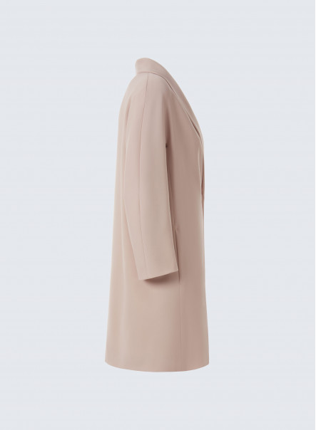 Blush Pink Color Wool Coat With Shawl Collar - Cinzia Rocca