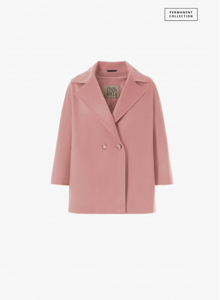 Giacca doppiopetto rosa in cashmere e lana | Cinzia Rocca