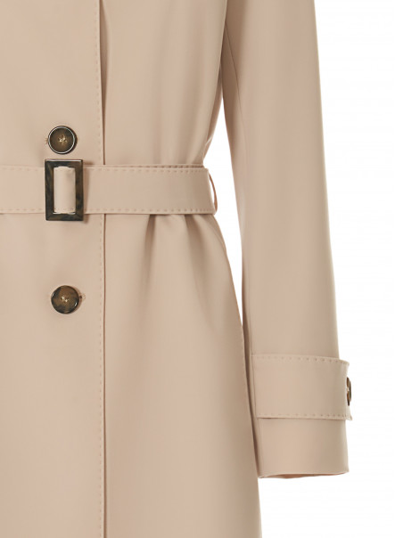 Single breasted sand trench coat in rainproof technical fabric