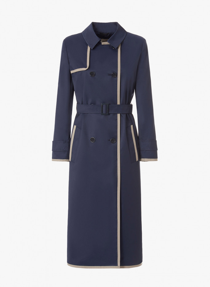 Maxi trench blu in policotone