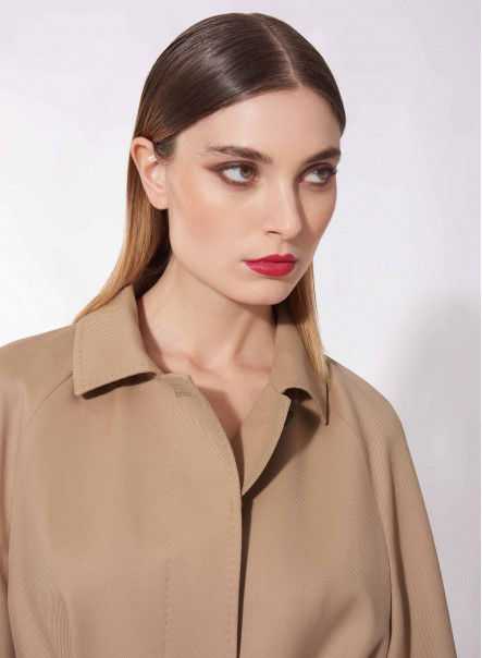 Hemdkragenmantel beige aus Wolle