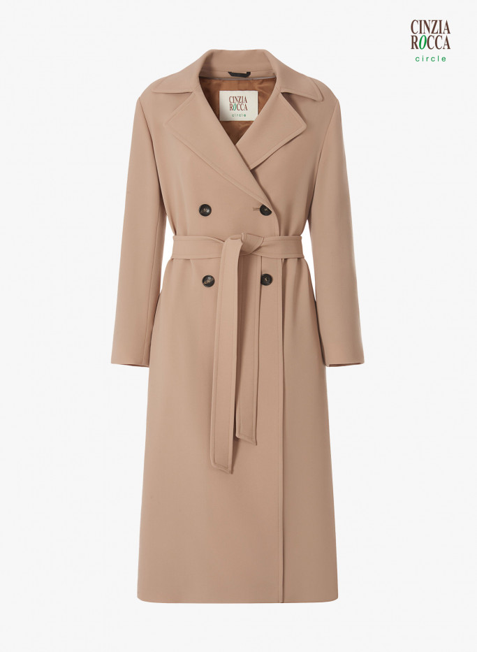 Trench beige aus zertifizierter Wolle