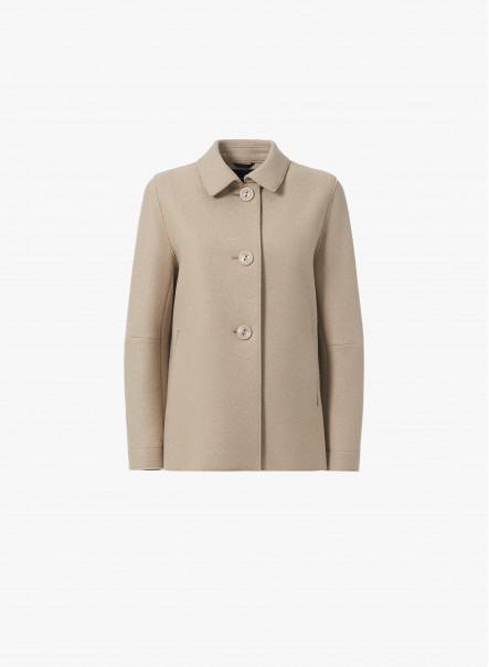 Beige boiled wool jacket with shirt collar