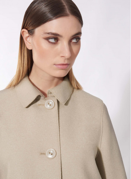 Beige boiled wool jacket with shirt collar