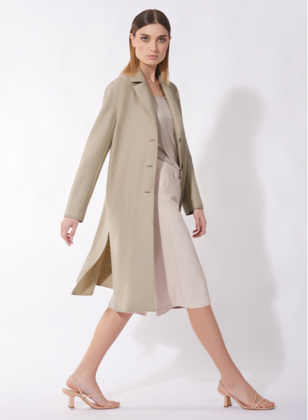 Mantel beige mit 3 Knöpfen aus gekochter Wolle