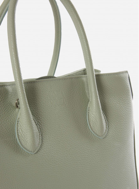 Aqua green Tote bag in genuine leather
