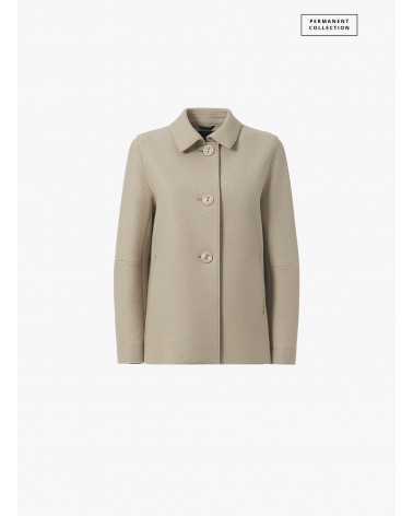 Hemdkragenjacke beige aus gekochter Wolle