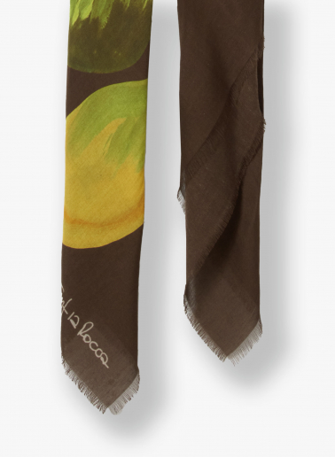 Schal mit Blumenmuster aus Modal und Cashmere in Braun