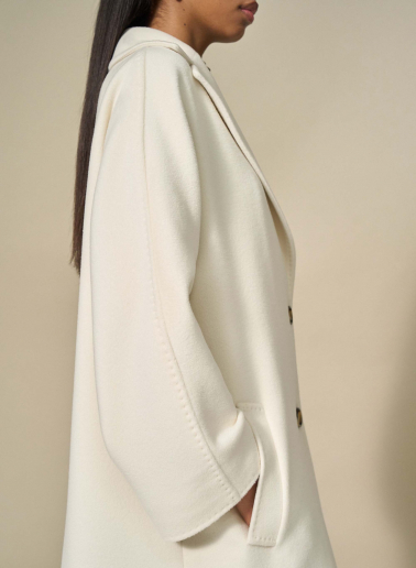 Oversized white pure wool maxi coat