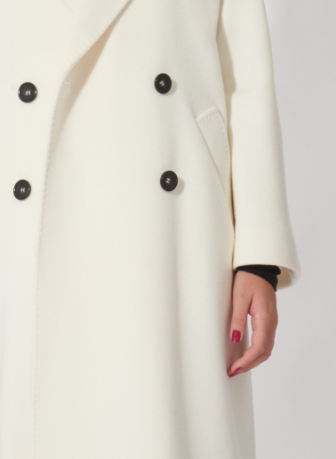 Cappotto bianco doppio petto oversize in pura lana