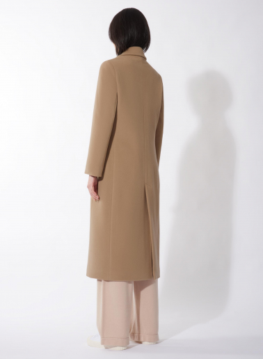 Maxi light camel wool and cashmere masculine coat