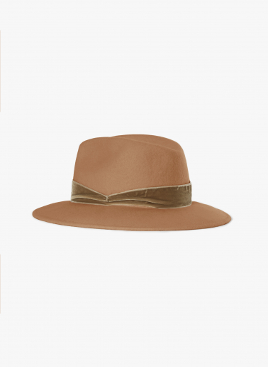 Cappello fedora cammello in feltro di lana