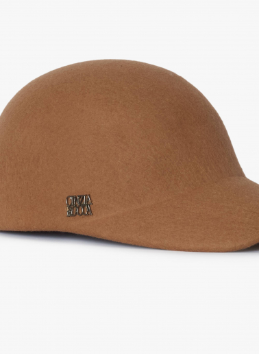 Cappello baseball cammello in feltro di lana