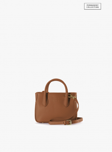 Borsa Tote mini in pelle color tabacco