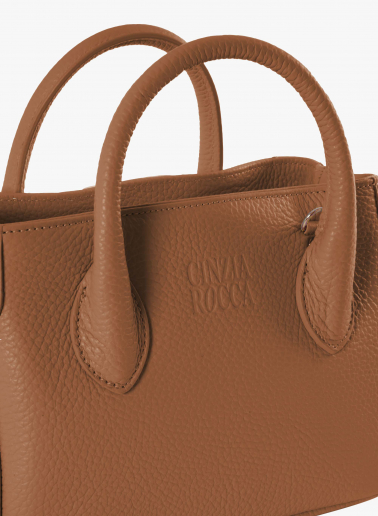 Borsa Tote mini in pelle color tabacco