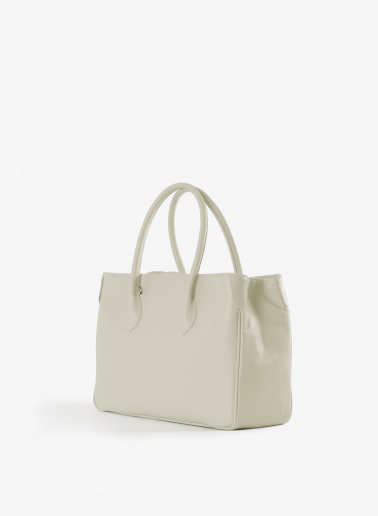 Leder-Tote Bag in Wollweiß