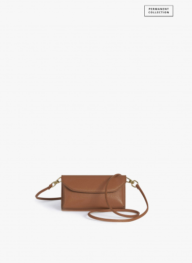 Tobacco color genuine leather phone bag