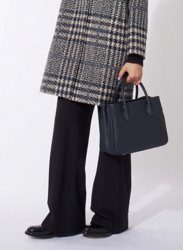 Kleine Leder-Tote Bag in Blau