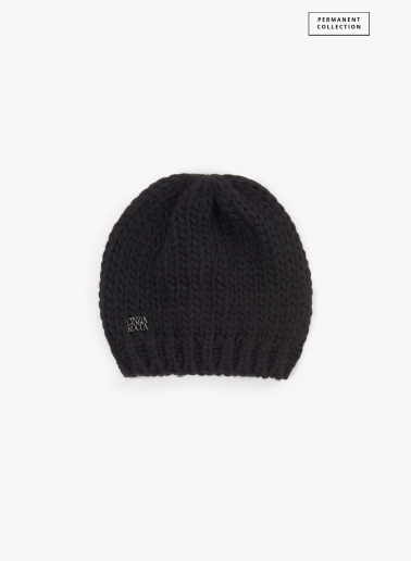 Strick-Mütze in Schwarz