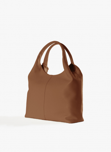 Maxi Schultertasche aus Leder in Tabak