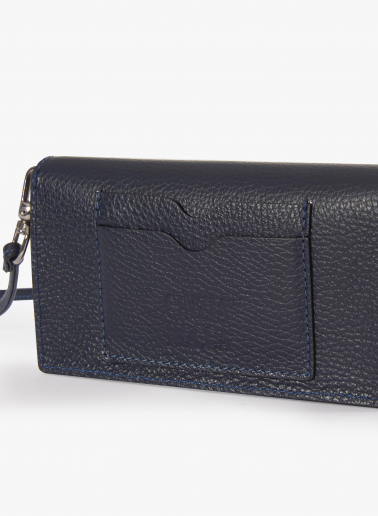 Blue genuine leather phone bag