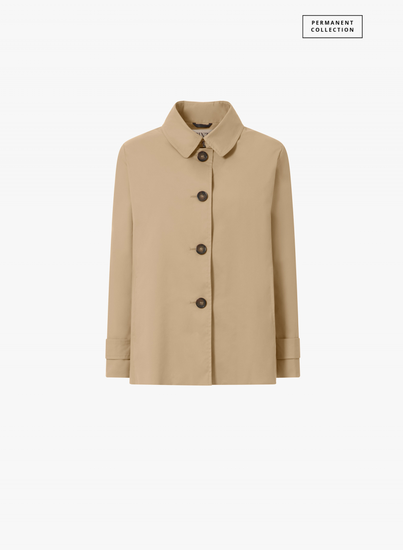 Jacke aus technischem Stoff mit Hemdkragen in camel