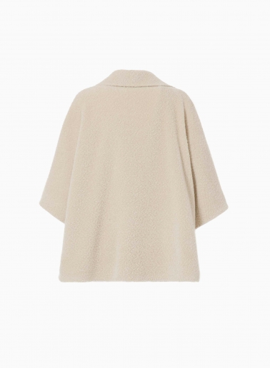Zweireihes Cape aus Wolle und Alpaka in Beige