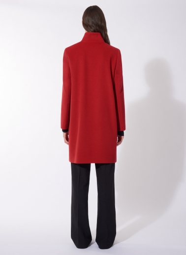 Red pure wool coat with inverted notch collar