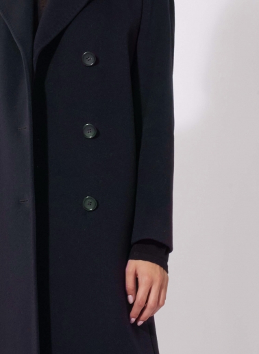 Maxi 6 buttons double breasted blue wool and cashmere coat