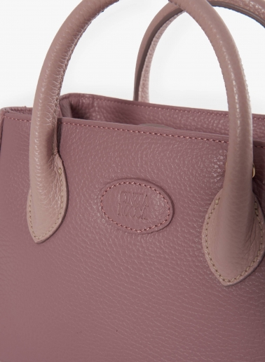 Mini Tote Bag aus zweifarbigem Leder in Rosa